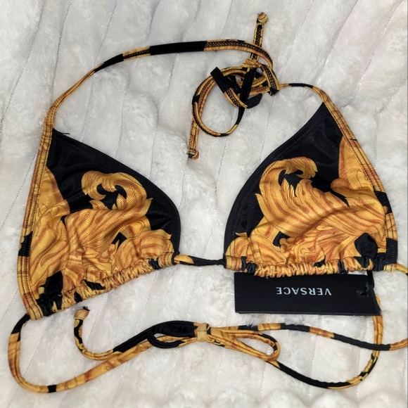 Versace Other - Versace Women's Gold & Black Barocco Bikini Top NWT